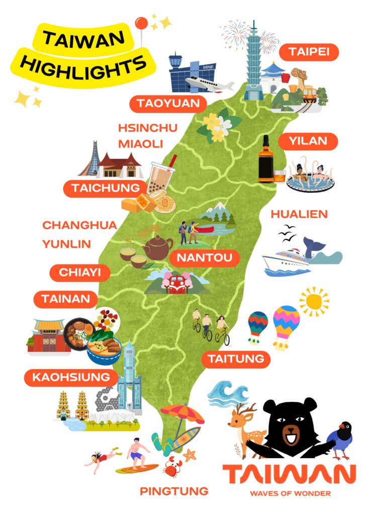 Taiwan Highlights Map © Taiwan Tourism Administration